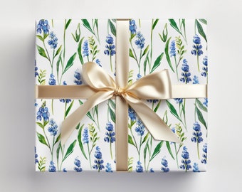 Carta da regalo Bluebonnet Rotolo di carta da regalo Bluebonnets, carta da regalo Texas, carta da regalo Texas, Bluebonnets del Texas, regalo Bluebonnets acquerello