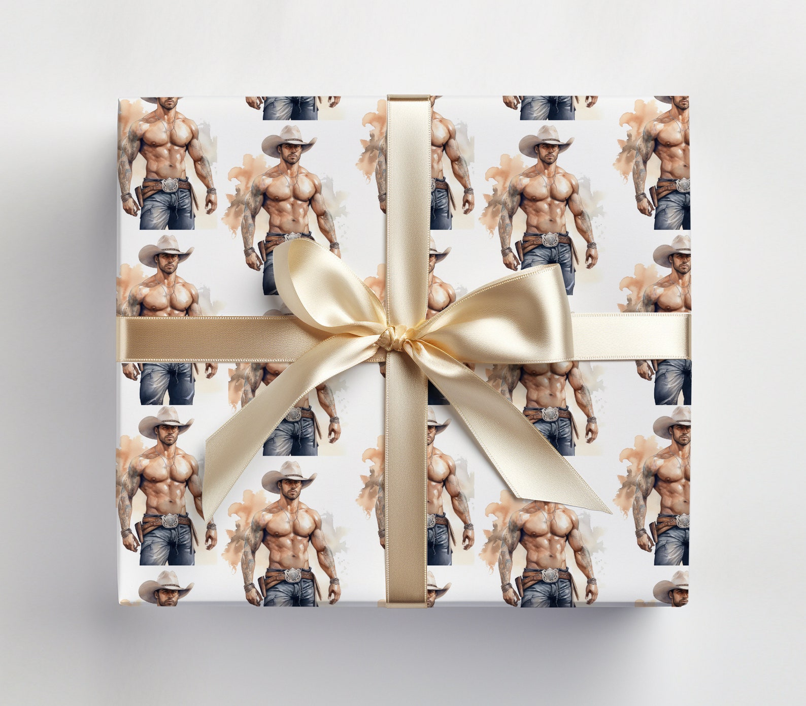 Wrapping Paper Man Sexy Cowboy Wrapping Paper Roll Sexy Man Wrapping Paper Shirtless Man ...