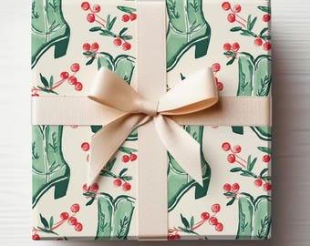 Weihnachten Cowboy Boots Geschenkpapier Rolle Cowgirl Weihnachtsgeschenkpapier Western Geschenkpapier