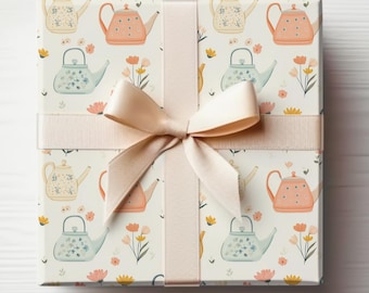 Tea Party Wrapping Paper Roll Tea Gift Wrap Roll Tea Lovers Gift Wrap Roll, Wrapping Paper English Tea