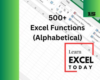 15 eBook - 500+ excel Functions - Alphabetical