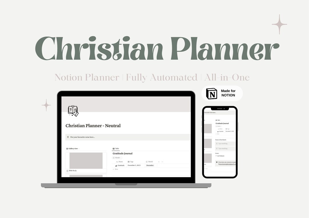 Christian Planner Notion Template for Catholics, Bible Study, Topic