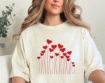 Comfort Colors Heart Balloon Shirt, Cute Heart Shirt, Anniversary Shirt, Women Valentines Day Gift, Love Shirt, Cute Valentines Day Shirt