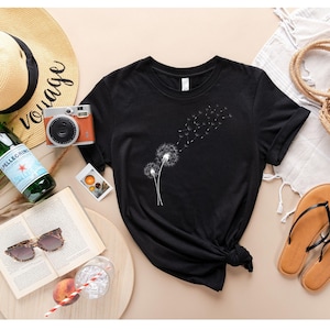 Dandelion Shirt, Windflower Shirt, Cute Shirt for Yoga Instructor, Flower in Natural T-shirt, Blossoms Shirt, Dandelion Shirt for Women