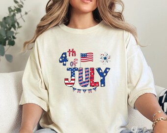4th of July Comfort Colors Shirt, American Patriotic Shirt, America Shirt, Independence Day Shirt, Red White Blue Shirt, American Flag Shirt