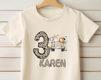 Custom Birthday Shirt, Animals Birthday Shirt Personalized with Age and Name, Birthday Girl Shirt, Birthday Party Shirt, Birthday Gift