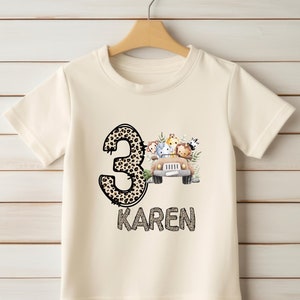 Custom Birthday Shirt, Animals Birthday Shirt Personalized with Age and Name, Birthday Girl Shirt, Birthday Party Shirt, Birthday Gift