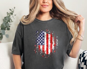 Amerikanisches Flaggen-Shirt, USA-Flaggen-Shirt, Patriot-Shirt, Camping-USA-Flaggen-Shirt, USA-Olympia-Team-Shirt, Freiheits-Shirt, Memorial-Day-Shirt