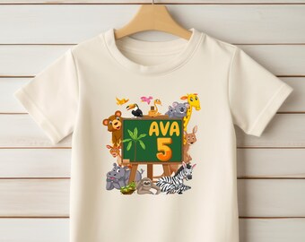 Custom Birthday Shirt, Animals Birthday Shirt, Personalized with Age and Name, Birthday Shirt, Birthday Party Shirt, Birthday Gift Shirt