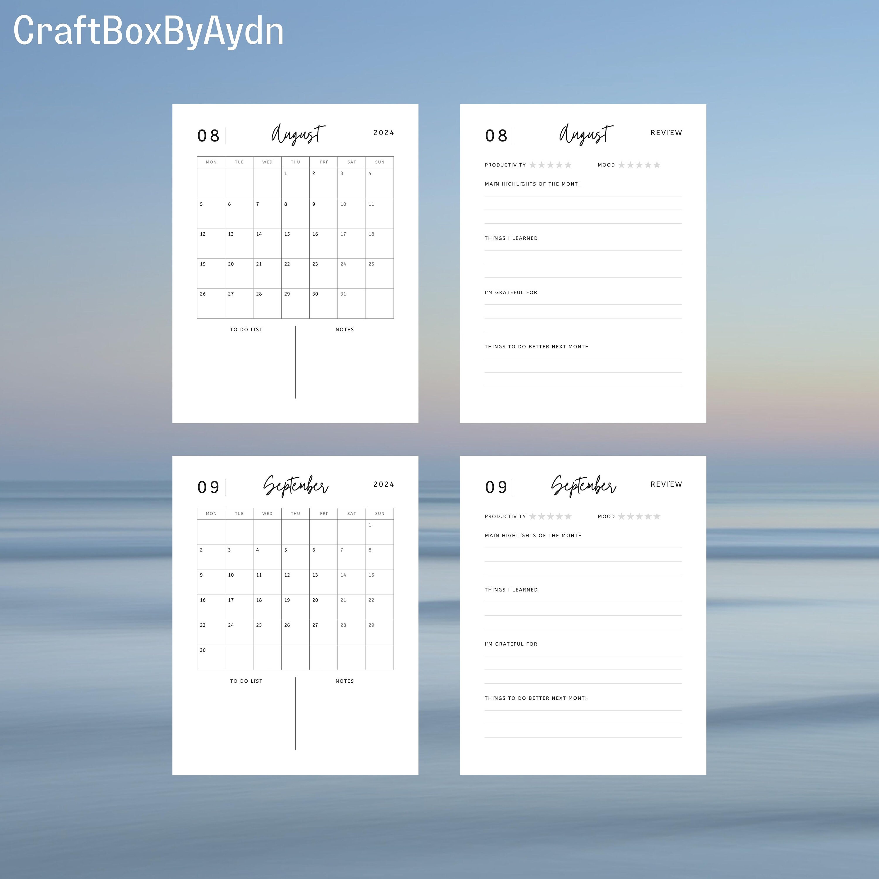 Printable 2024 Calendar PDF Minimalist Calendar 12 Month Etsy UK