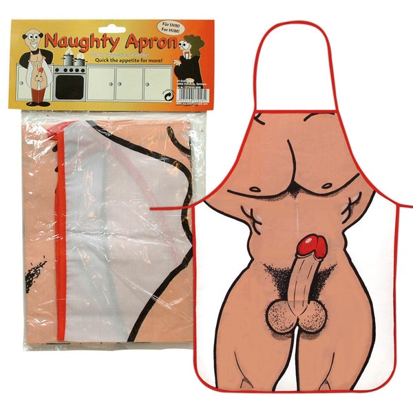 Willie Apron joke gift. A funny, practical gift. Gift idea for your boyfriend. Great fun in the kitchen, barbecue/ garden. Rude, Gay