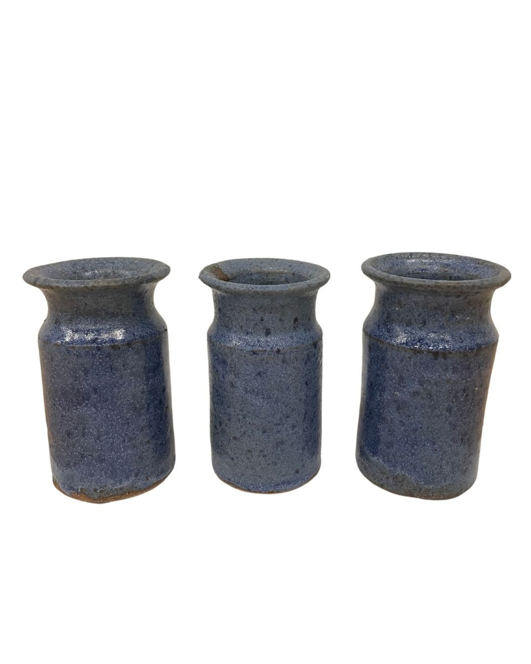 Trio of Petite Mid-century Blue Pottery Vases - Etsy