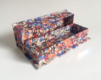 Burgundy and Blue Marbled Clamshell Box – Handmade Turkish Spot Storage