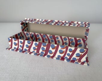 Handmade Burgundy Blue Desk Organiser | Cambridge Imprint Charleston Scumble