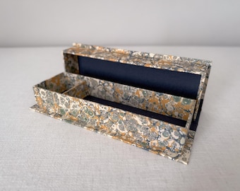Handmade Desk Organiser Box Mustard Yellow Personalised Storage