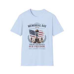 Camiseta del Día de los Caídos 2026, Camiseta en recuerdo de los caídos, Homenaje militar patriótico, Su sacrificio nuestra libertad, Camiseta de honor a los veteranos imagen 7