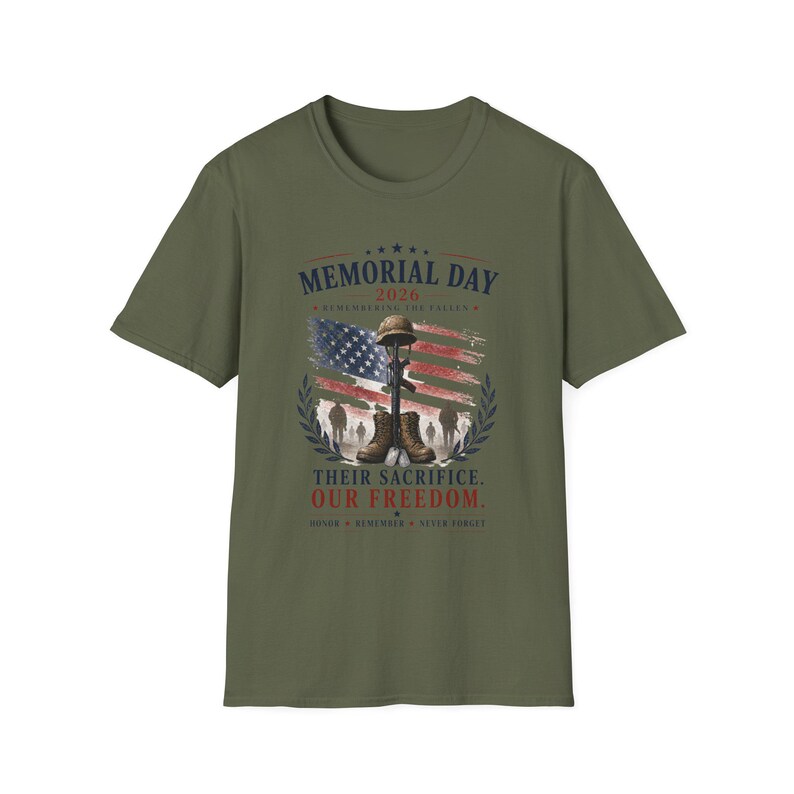 Camiseta del Día de los Caídos 2026, Camiseta en recuerdo de los caídos, Homenaje militar patriótico, Su sacrificio nuestra libertad, Camiseta de honor a los veteranos imagen 6