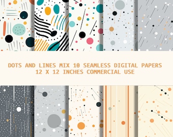 Fun dots and lines seamless pattern.