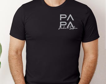 Camiseta personalizada para papá con nombres, camiseta retro para papá, camiseta de cumpleaños para papá, camiseta personalizada para papá con nombres de niños, regalo para el Día del Padre, regalo para papá primerizo