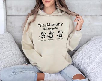 This Mummy Belongs Hoodie, Custom Mom Hoodie, Personalized Mama Hoodie with Kids Names, Cute New Mom Gift, Mother’s Day Hoodie, Mummy Gift