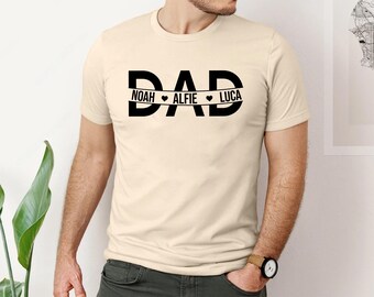 Custom Dad T-Shirt with Kids Names, Personalized Father Day Shirt, New Dad Gift, Daddy Shirt, Custom New Dad Shirt, Birthday Gift for Daddy