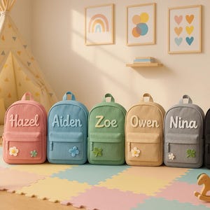 Sac à dos personnalisé pour enfant, sac pour tout-petit avec prénom brodé, cartable personnalisé, sac à dos tendance en velours côtelé, cadeau de rentrée pour garçons et filles
