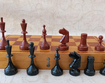ヴィンテージ マトリョーシカ チェスセット 手描き木製ソ連チェス