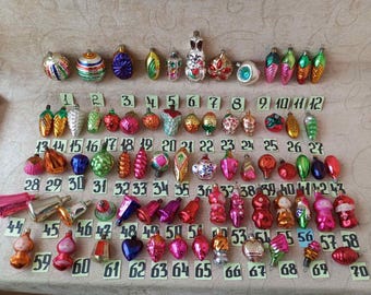 Vintage glass Christmas decorations. Christmas ornaments.Soviet Christmas tree toys. Seasonal decor.  Old Christmas. Christmas tree decor.