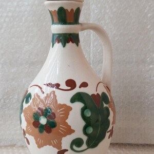 Vintage ceramic jug.Handcrafted by the artist.Hand-painted Ukrainian jug. Art pottery. Interior decor item.Retro style.Gift.