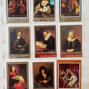 Sellos postales soviéticos antiguos de los años 70 y 80.
