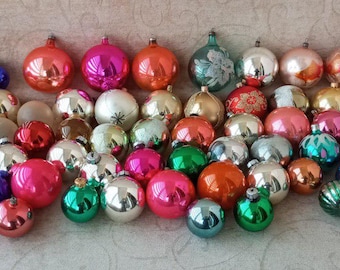 Vintage glass Christmas ornament. Multicolored balls.Soviet Christmas tree toy. Seasonal decor. Christmas ornament. Gift. USSR.