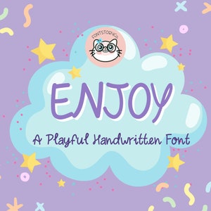 Decorative Font, cute font, hand drawn font, handwritten font, Valentine font , decoration font, groovy font, bold font, boho | ENJOY font