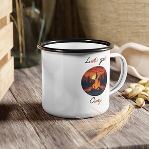 Camping Mug, Enamel Hunting Mug, Campfire Mug, Tasse Chasse, Travel Mug, Forest Mug, Outdoor mug, Mountain Mug