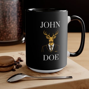 Quirky Black Deer Mug, Premium Quality Doe-Inspired Coffee Cup, Unique Animal Lover Gift, Funny Ceramic Tea Mug for a Memorable Morning