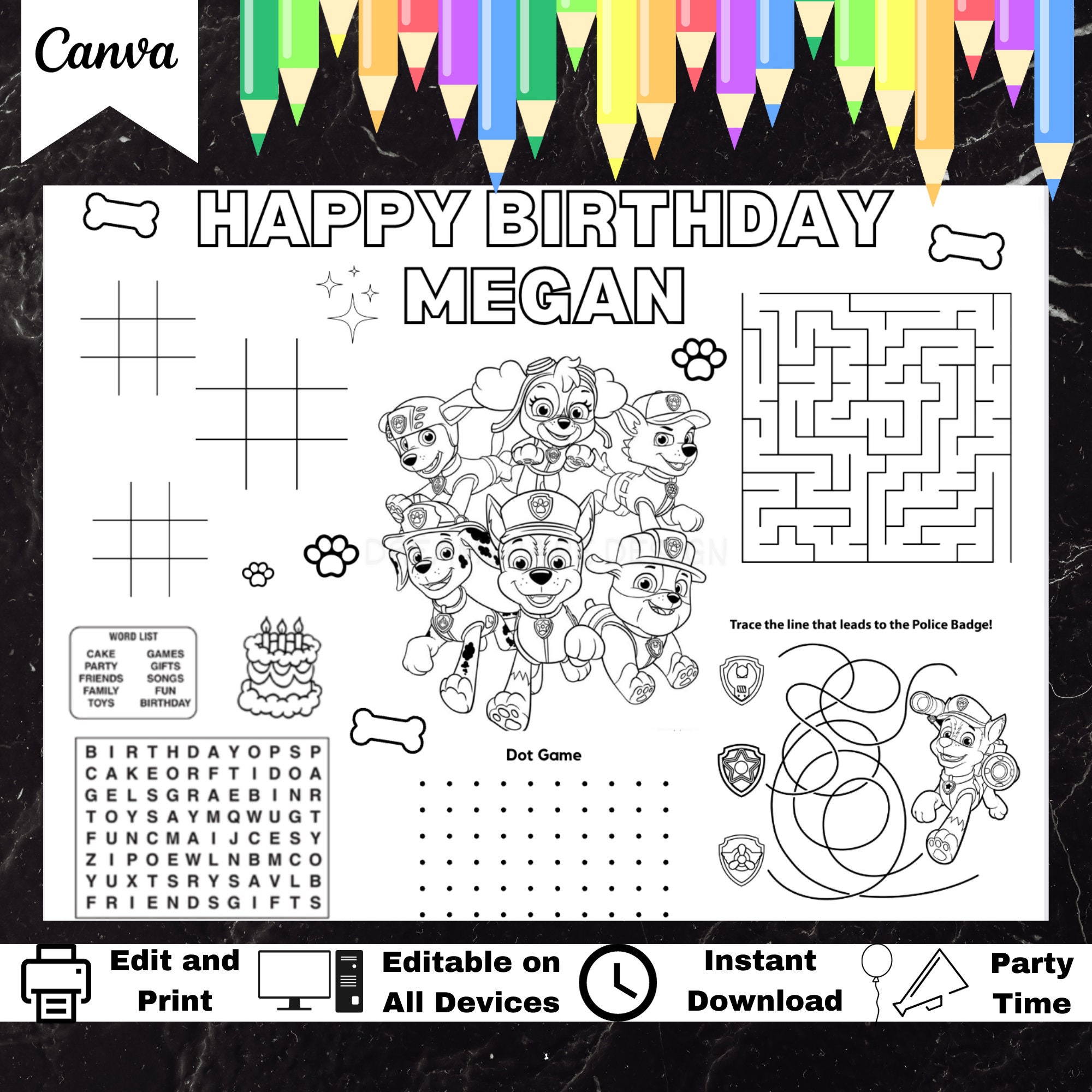 Editable Paw Patrol Birthday Coloring Activity Sheet Paw Etsy Editable Paw Patrol Birthday Coloring Activity Sheet Paw Etsy