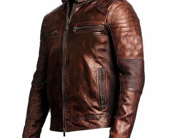 Men’s Handmade Brown Vintage Biker Coat – Rugged Everyday Outerwear