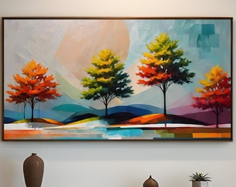 Abstract Autumn Tree Landscape Art: Colorful Nature Print (Digital Download)