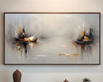 Moderne goud- en zwarte bootkunst: minimalistische nautische print (digitale download)