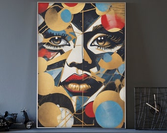 Abstract Woman Face Graffiti Art Print: Modern Urban Wall Decor (Digital Download)