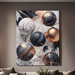 Luxurious Marble and Gold Sphere Abstract Digital Art for Modern Home Decor Printable Wall Art Painting Abstract Print Digital Download