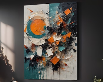 Orange and Blue Abstract Painting: Modern Wall Art (Digital Download)