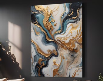 Gold Swirl Abstract Art Print: Modern Wall Decor (Digital Download)