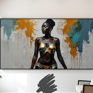 Bold Afrocentric Woman Art Print - Modern Abstract Female Portrait, Digital Download, Empowering Wall Art, African American Beauty