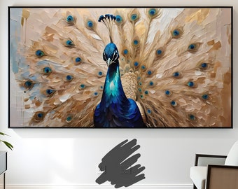 Elegant Peacock Feather Wall Art: Modern Boho Decor (Digital Download)