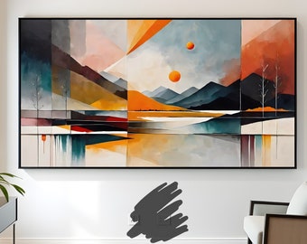 Geometric Mountain Landscape Art: Modern Home Decor Print (Digital Download)