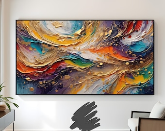 Abstract Gold Accent Art: Vibrant Modern Wall Decor (Digital Download)