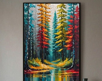 Colorful Autumn Forest Painting: Abstract Landscape Art (Digital Download)