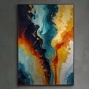 Vibrant Fluid Abstract Art Print, Colorful Digital Download, Modern Wall Decor for Home or Office, Bold and Dynamic Artwork