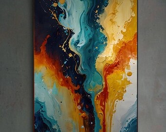 Vibrant Abstract Art Print: Modern Fluid Artwork (Digital Download)