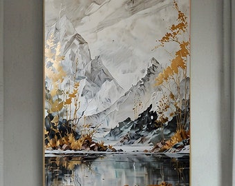 Golden Mountainscape Art Print: Abstract Nature Wall Decor (Digital Download)